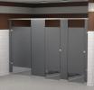 Toilet Partitions - Solid Plastic - Floor Mounted Overhead Brace